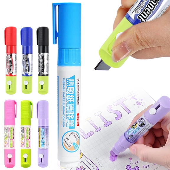 CozeLy 2 in 1 Address Eraser Pen and Retractable Box Cutter One Smear Quick Water Based Ink Remover Redacting Marker for Packages and Documents 5ml