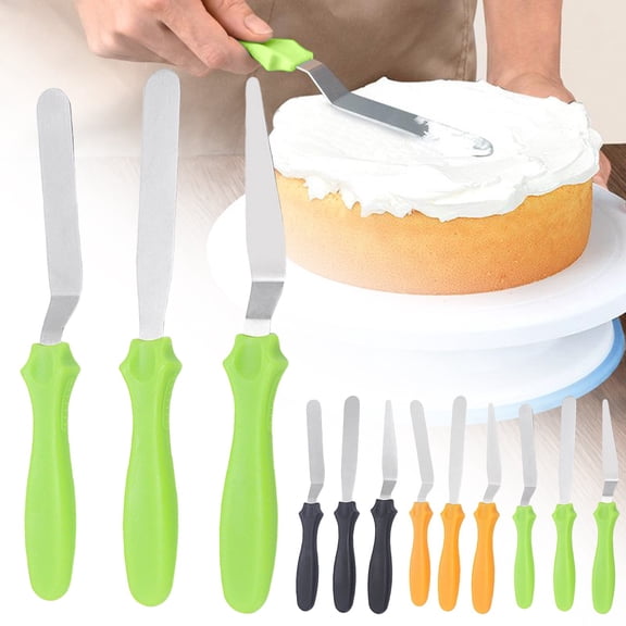CozeLy Baking Spatula Set 3 Piece Stainless Steel Cake Spatula Smoothing Spatula and Remover Baking Tools for Icing Demolding and Home Kitchen Use