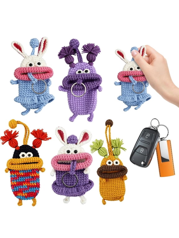 Crochet Keychain Big Mouth Key Cover Cute Car Key Fob Cover Soft Knitted Key Covers for Car Keys with Key Ring Protector for Women and Men Gift