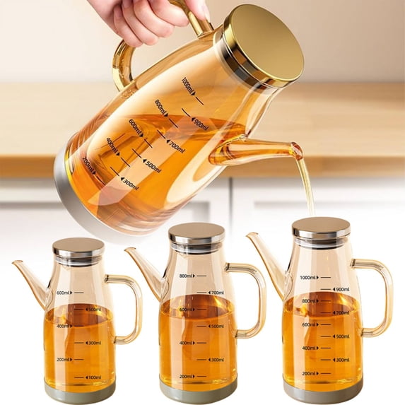 CozeLy Glass Oil Dispenser Bottle with Drip Spout 34oz Food Grade Olive Oil Dispenser for Kitchen Cooking Oil Vinegar Container Kitchen Gadgets