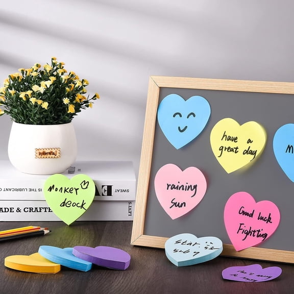 CozeLy Heart Shaped Sticky Notes 240 Sheets 8 Color Cute Heart Post It Notes Fun Sticky Memo Pads for Home Office Business Supplies Planner and Journaling