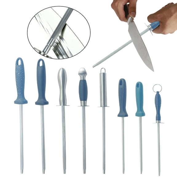 CozeLy Honing Steel for Knives Handheld Sharpening Rod Multipurpose Kitchen Knife Sharpener Stick for Cutlery Chefs and Home Cooks