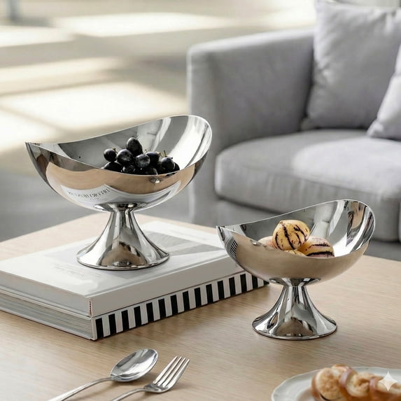 CozeLy Metal Fruit Tray Ornament Decorative Pedestal Snack Serving Tray Centerpiece for Entryway Kitchen Living Room and Home Decoration