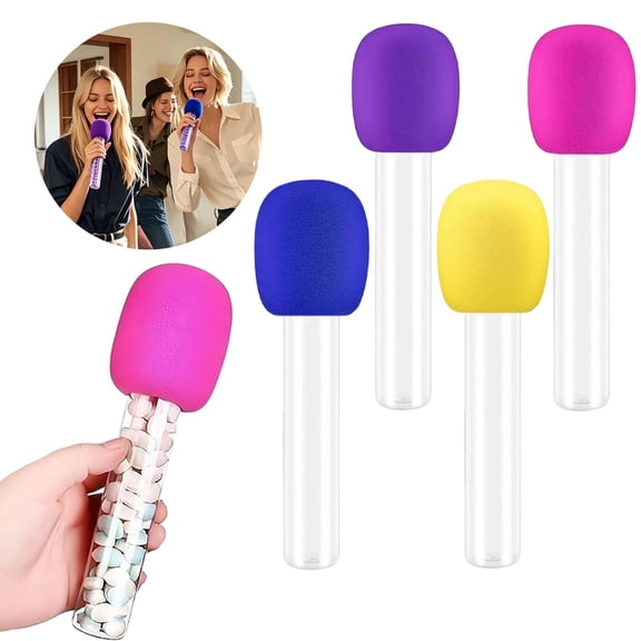 CozeLy Microphone Candy Tubes 10pcs Plastic Fake Microphone Props Singing Prop for Parties Music Theme Birthday Party Supplies Bag Fillers Decorations Candy Not Included