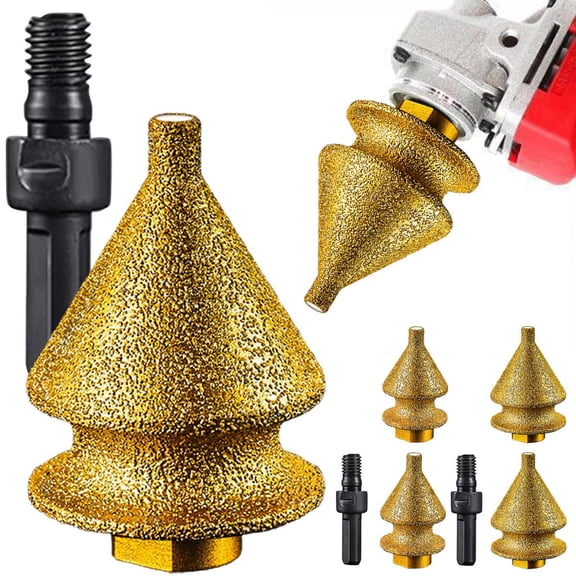 CozeLy Multi Function Grinder Bit Diamond Chamfering Bit for Angle Grinder 4 in 1 Stone Edge Grinding Bit Brazed Tile Chamfering Bit with 0 Adapter