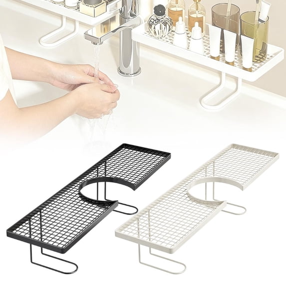 CozeLy No Drill Freestanding Bathroom Organizer Over the Sink Shelf Space Saving Faucet Shelf Storage Rack for Countertop Easy Tool Free Installation