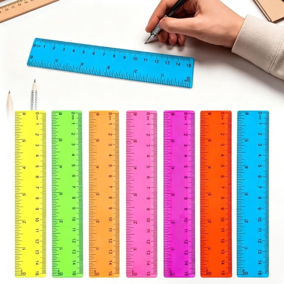 CozeLy Plastic Ruler Clear Transparent Metric Small Ruler 6 Inch for Drawing Measuring Artists Designers and Office Use