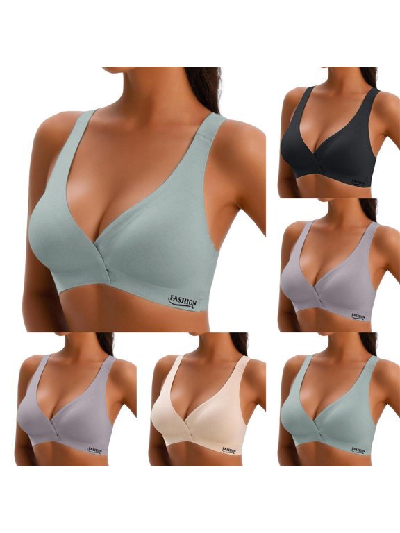 Seamless Bras for Women Front Closure Racerback Full Coverage Plus Size Unlined Underwire Comfortable Sports Bra for Running and Everyday