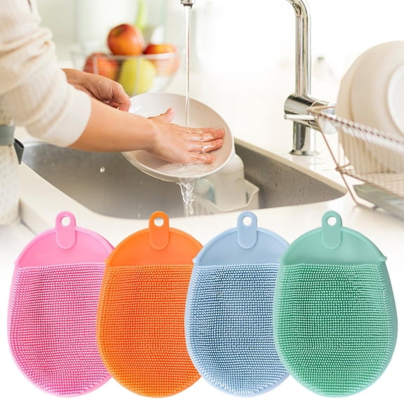 CozeLy Silicone Scrub Cleaning Sponge Multipurpose Dish Scrubber Flexible Silicone Sponge for Dishes Pots Pans Stove Vegetables Kitchen Gadgets Home Cleaning Use