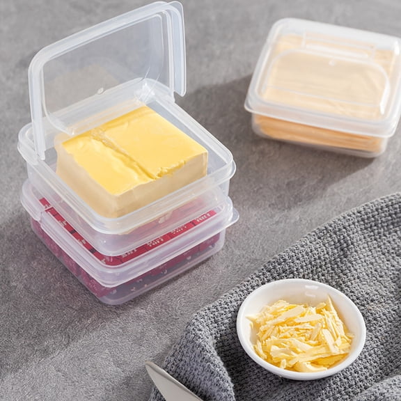 CozeLy Sliced Cheese Container for Fridge with Lid Airtight Leakproof Plastic Cheese Storage Butter Container Stackable for Vegetables and Food Storage