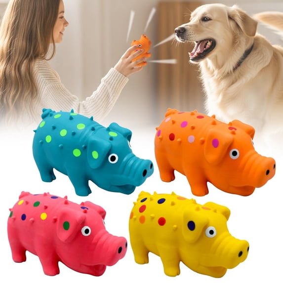 CozeLy Squeaky Dog Toys Pig Dog Chew Toys for Small Dogs Medium Dogs Aggressive Chewers Puppy Teething Rubber Squeaker Fun Indoor Outdoor Play