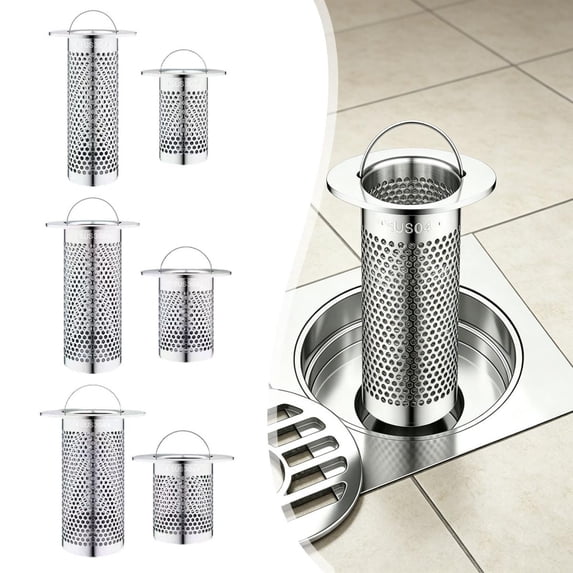 CozeLy Stainless Steel Drain Strainer with Handle Shower Drain Hair Catcher Bathtub Sink Anti Clog Reusable Mesh Filter for Bathroom Shower Kitchen