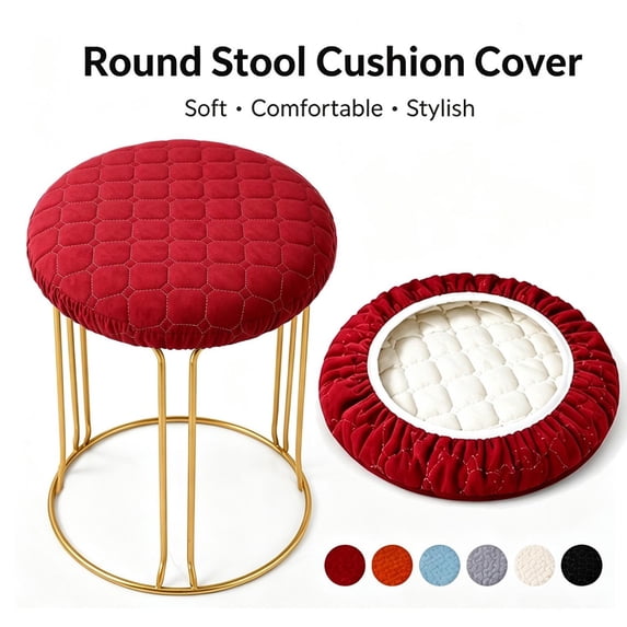 CozeLy Stool Seat Covers Round Bar Stool Cushion Thick Padded Washable Cover with Elastic Stool Covers for Kitchen Vanity Round Cushion for Stool up to 16 Inch