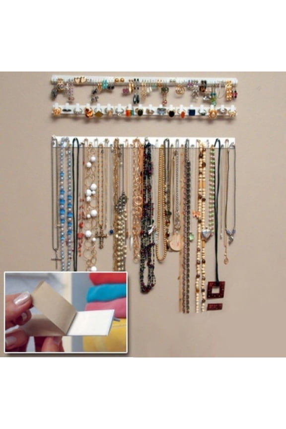 Wall Jewelry Organizer 9 in 1 Adhesive Necklace Holder Wall Mounted Hanging Jewelry Organizer for Necklaces Bracelets and Accessories Display Storage