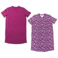 thumbnail image 1 of Cozee Corner Womens V-Neck Cotton T-Shirt Nightgowns Set - Wine Down & Raspberry Pink (2-Pack), 1 of 1