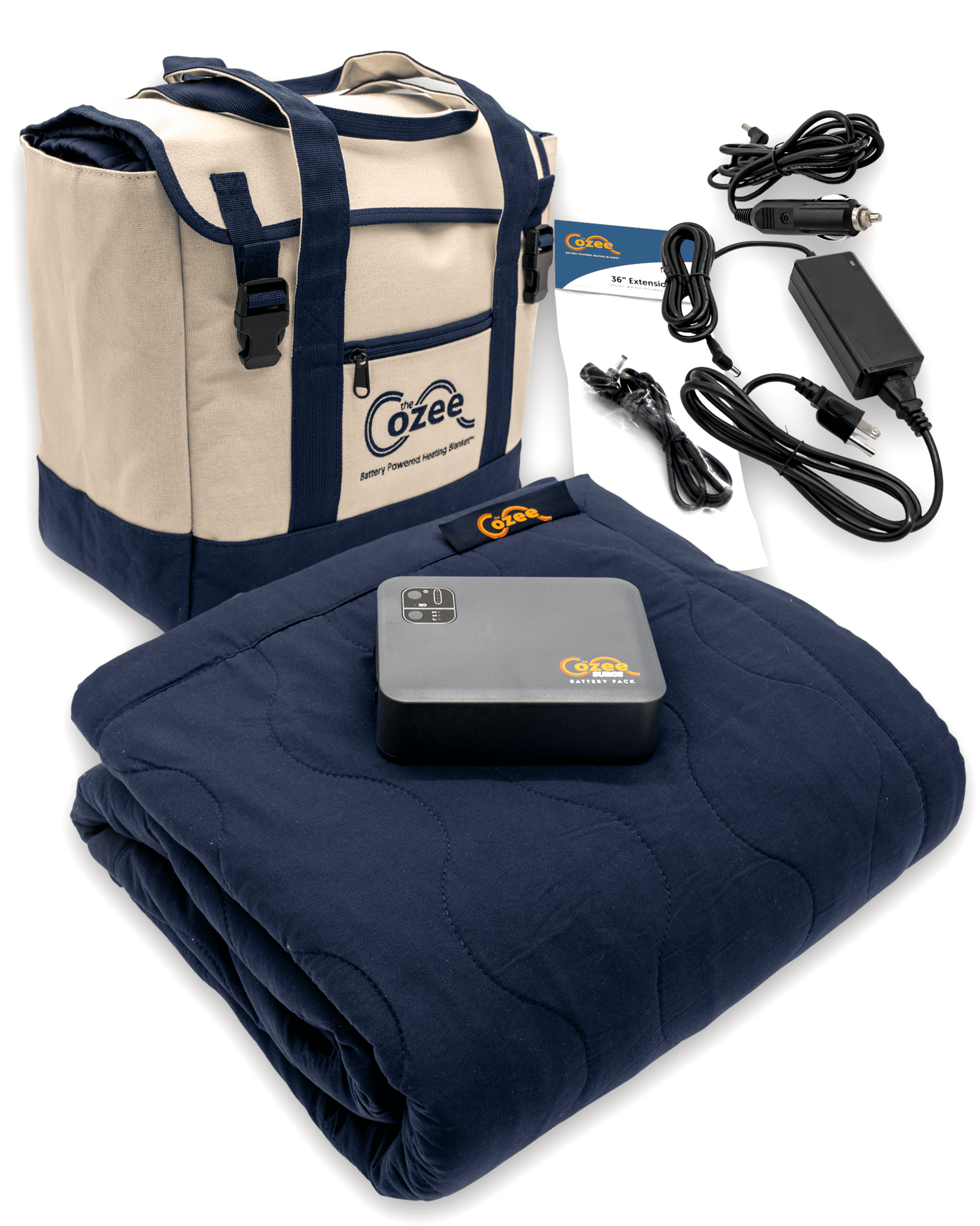 Cozee Electric Blanket Surge Battery Operated Throw Blanket Plus Tote