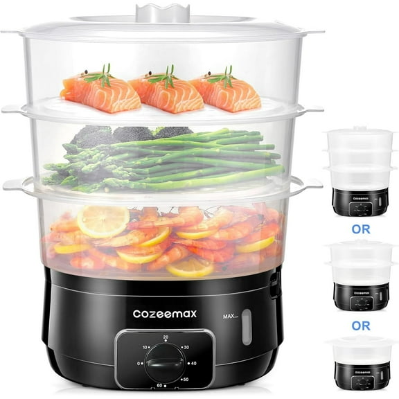 Cozeemax 13.7 qt 3-Tier Electric Food Steamer