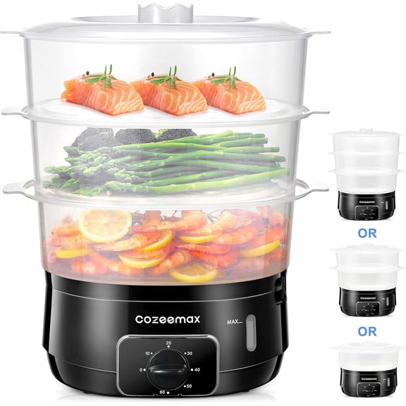 Cozeemax 13.7 qt 3-Tier Electric Food Steamer