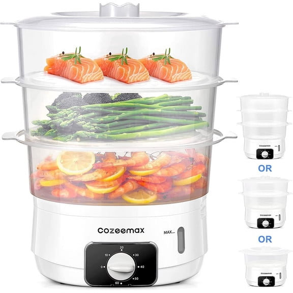 Cozeemax Food Steamer 13 L in3-Tier in Electric Steamer