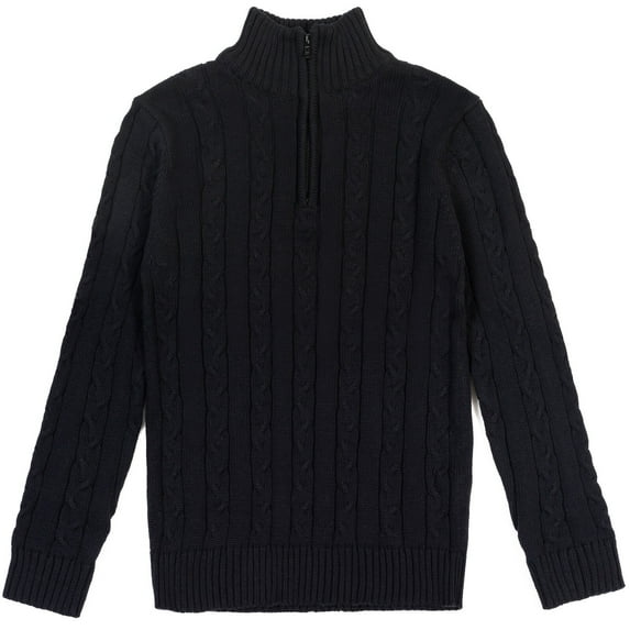 Cozeeme Big Boys Quarter Zip Long Sleeve Sweater Black 14-16