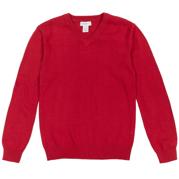 Cozeeme Mens V-neck Pullover Long Sleeve Sweater Adult