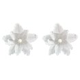 thumbnail image 1 of Cozeii 2 Pcs Christmas Ornaments, Artificial Velvet Glitter Poinsettia Flowers with Stems for Xmas Tree Wreath Garland Decoration (White）, 1 of 5