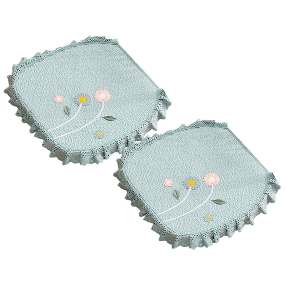 Cozeii 2Pcs Chair Cushion, Dining Chair Seat Cushion, Lace Cotton Ruffled Pad, Non Slip Decorative Chair Pad for Kitchen, Banquet, Home Decor, 17.7x17.7 Inch, Green