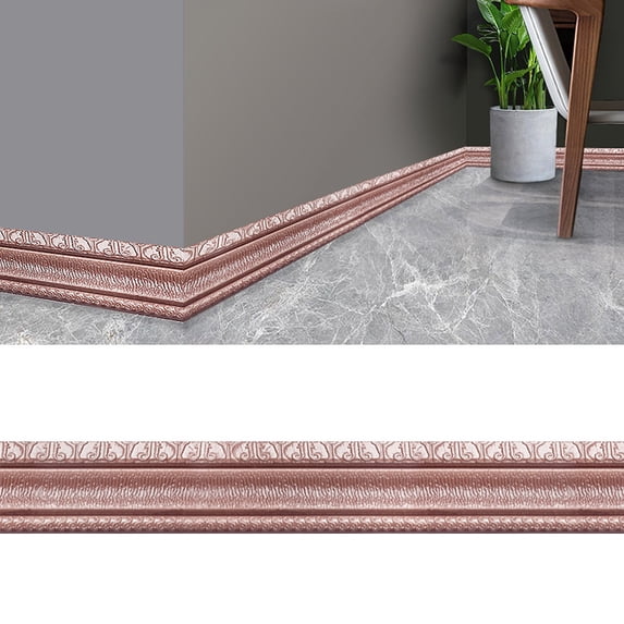 Cozeii 3D Self-Adhesive Wallpaper Border(Brown), 90" X 3.1", Peel Stick, Soft Elastic, for Wall, Door, Ceiling, Tv Background