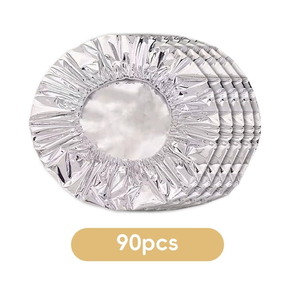 Cozeii 90Pcs Reusable Aluminum Foil Covers, Tin Foil Insulation Covers, Elastic Food Warmer Lids, Heat Retaining Kitchen Covers for Bowls, Dishes, Picnic, Party, Meal Prep, D
