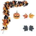 thumbnail image 1 of Cozeii Artificial Fall Maple Garland（Orange Pumpkin), 5.2Ft, with Lights, Includes Pumpkin Accents, for Thanksgiving, Halloween Decor, Door Hanging, Table Centerpiece, Fireplace Mantel, 1 of 5