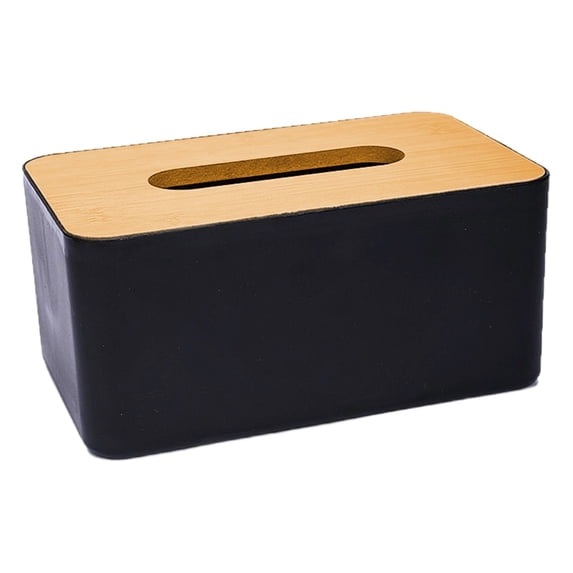 Cozeii Black Tissue Box Cover, Modern Rectangular Tissue Holder for Desk, Bathroom, Bedroom, Office, Home Deco, Sleek Design, Dust-Proof, Durable Plastic, Tissue Box Organizer