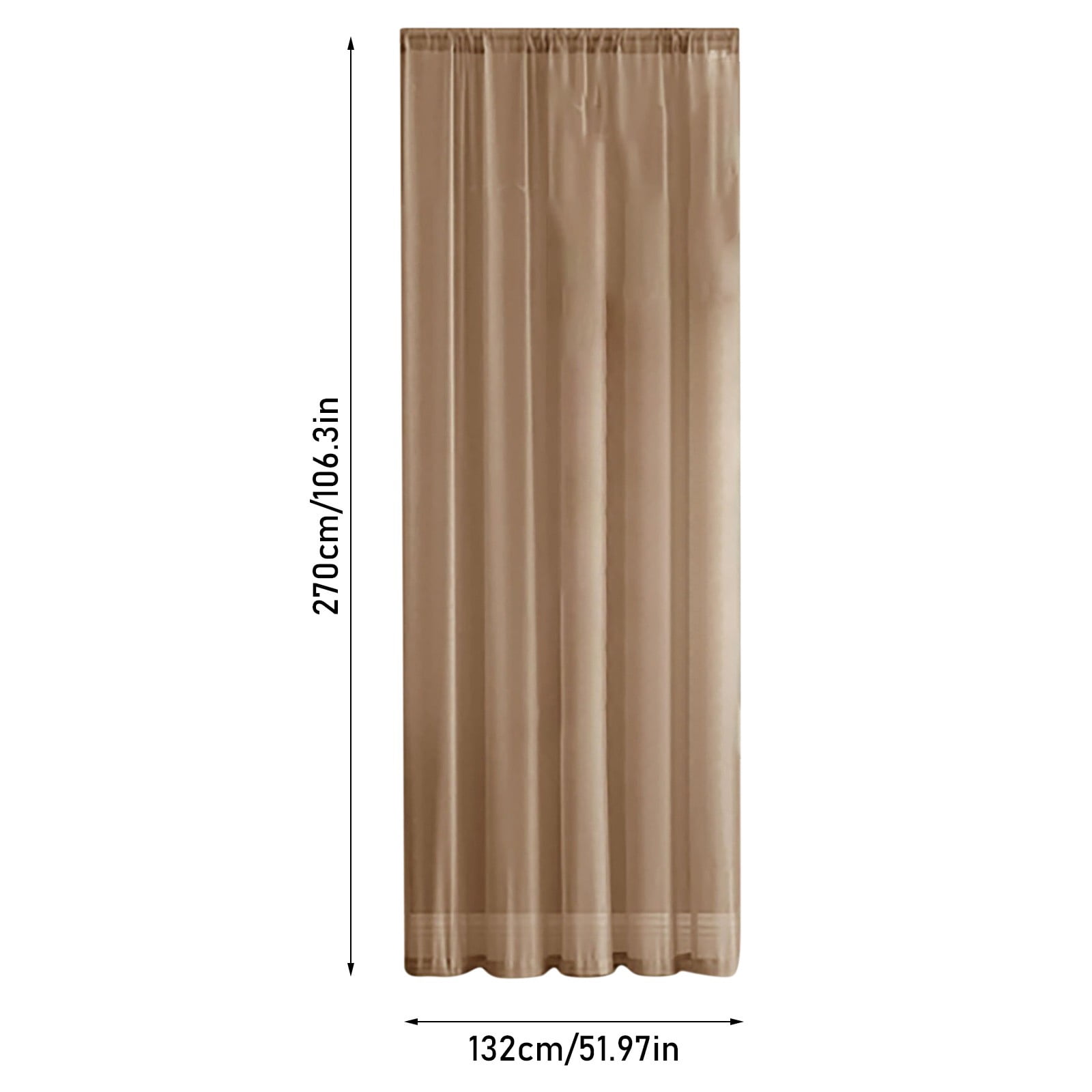 Cozeii Brown Sheer Voile Curtains 106x52 Inch Linen Look, Light Filtering Privacy Window Curtains for Living Room Bedroom, Airy Translucent Panel Machine Washable, 2 Pcs