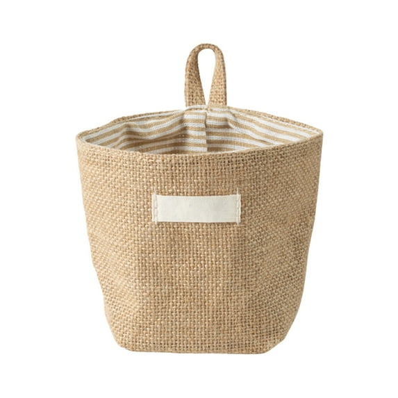 Cozeii Collapsible Cotton Linen Hanging Storage Bag, Multi-Use Wall Organizer with Handle, Foldable Closet Organizer for Bathroom/Office Decor & Small Items