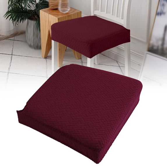 Cozeii Dining Chair Cover, Removable Seat Slipcover, Washable Waterproof Chair Protector, Jacquard Seat Cover for Kitchen, Dining Room, Home Decor, 13-19 Inch, Red