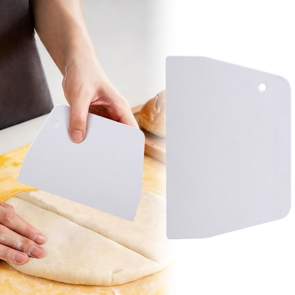 Cozeii Dough Scraper, Plastic Bench Scraper, Trapezoid Baking Scraper for Dough Cutting, Cake Cream Smoothing, Pastry, Bread, Kitchen Baking Tool, 4.7x3.15 Inch, White
