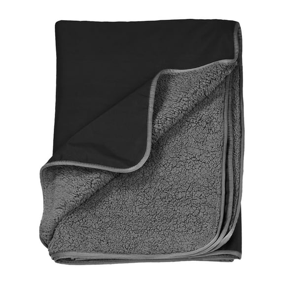 Cozeii Extra Warm Fleece Outdoor Blanket, 51x59 Inch Waterproof Windproof Picnic Mat for Camping, Sports Games, Park, Beach, Stadium, Lightweight, Picnic Blanket with Handle, Black