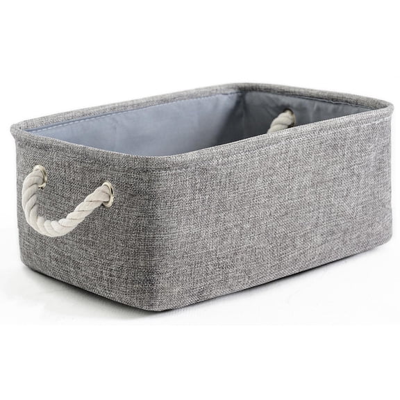 Cozeii Fabric Storage Basket, Grey Canvas Organizer Bin, Neutral Color, for Toys, Clothes, Blankets, Fits Cube Shelves, Room, Closet, Space Saving, Room Decor, Home Organization (M)