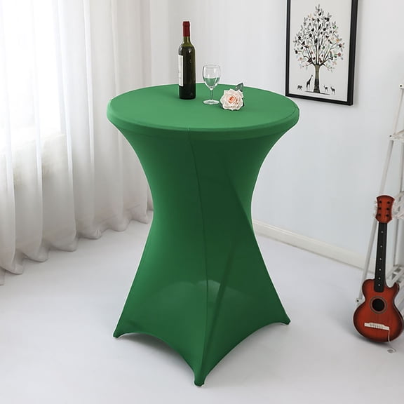 Cozeii Fitted Spandex Round Tablecloth, Spandex Table Cover, Stretch Cocktail Table Cover for for Party, DJ, Bar, Wedding, Birthday, Banquet, 23.62x43.3 Inch, Dark Green