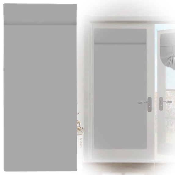 Cozeii French Blackout Door Curtain, 1 Pcs Roman Shade Panel, Cotton Blend, Peel and Stick Window Blinds, for Glass Door, Sliding Door, Machine Washable, Window Treatments