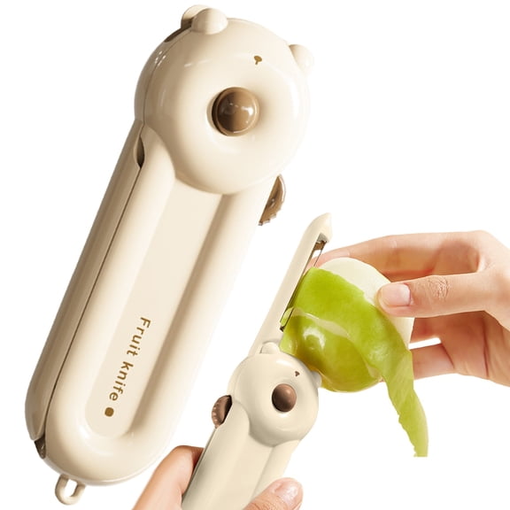 Cozeii Fruit Knife, Portable Fruit Peeler, Retractable Cutting Tool with Magnetic Design for Apple, Pear, Picnic, Kitchen Prep, Everyday Kitchen Use, Coffee