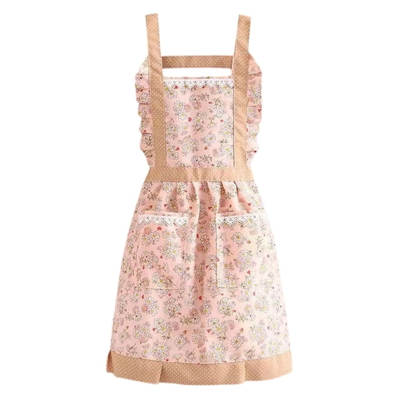 Cozeii Kitchen Apron, Cute Cooking Apron with Pockets, Bowknot Baking Apron for Cooking, Baking, Coffee Bar, Restaurant, Home Kitchen, Daily Meal Prep, Chef Supplies, Pink