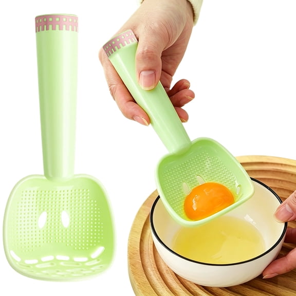 Cozeii Kitchen Cooking Spoon, Strainer Spoon with Masher Edge, Slotted Utensil for Draining and Mashing, Food Grade Heat Resistant, Multifunctional, Green