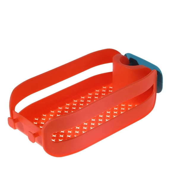 Cozeii Kitchen Sink Caddy, Faucet Sponge Holder, Clip On Sink Storage Rack, Drain Basket Organizer for Soap, Brush, Sponge, Bathroom Accessories, 8.3x3.9 Inch, Red 1