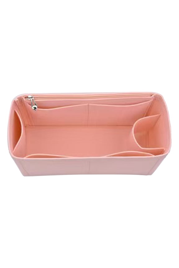 Makeup Bag Organizer, Purse Insert Organizer, Multi Pocket Inner Liner Bag with Handles for Cosmetics, Travel, Tote Storage, 12.6x4.7 Inch, Pink 3