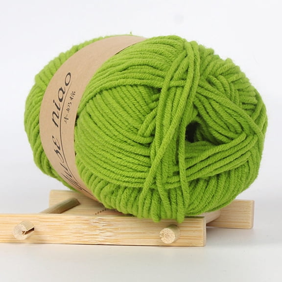 Cozeii Milk Cotton Yarn for Crochetin, Soft Cotton Yarn for Crocheting, 5 Strands Thick Wool for Knitting Hat Scarf, DIY Hand Knitting Thread for Sweater Craft, Grass Green