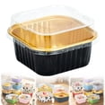 thumbnail image 1 of Cozeii Mini Square Cake Pans with Lids, 3.5 Inch Aluminum Foil Pans Disposable Cake Pans for Party Picnics Muffins Cupcakes (Black）, 1 of 6