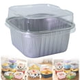 thumbnail image 1 of Cozeii Mini Square Cake Pans with Lids, 3.5 Inch Aluminum Foil Pans Disposable Cake Pans for Party Picnics Muffins Cupcakes (Silver）, 1 of 5