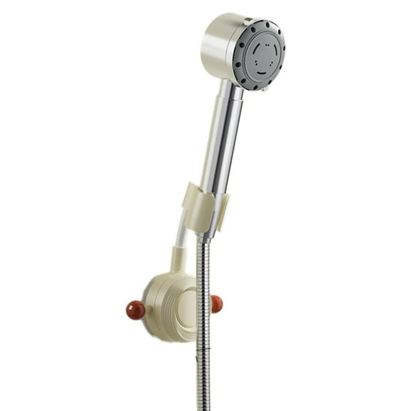 Cozeii No-Drill Suction Cup Shower Rack, Adjustable Height Shower Head Holder with Hooks, Reusable ABS Mount for Smooth Tile Walls & Bathroom Storage