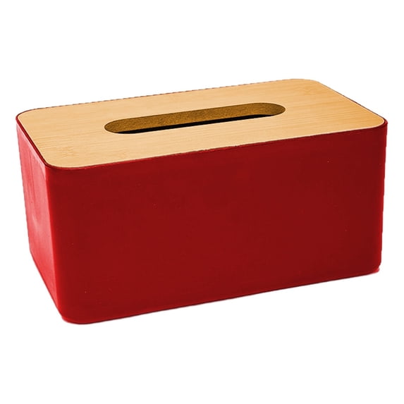Cozeii Red Tissue Box Cover, Modern Rectangular Tissue Holder for Desk, Bathroom, Bedroom, Office, Home Deco, Sleek Design, Dust-Proof, Durable Plastic, Tissue Box Organizer