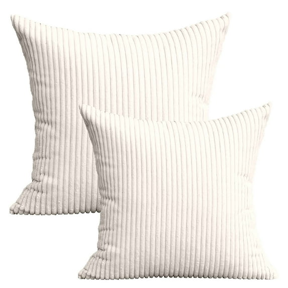 Cozeii Set of 2 Striped Throw Pillows 20x20 Inch, Plush Polyester Pillow Cover with Hidden Zipper, Machine Washable Decorative Pillow Set for Sofa Bed